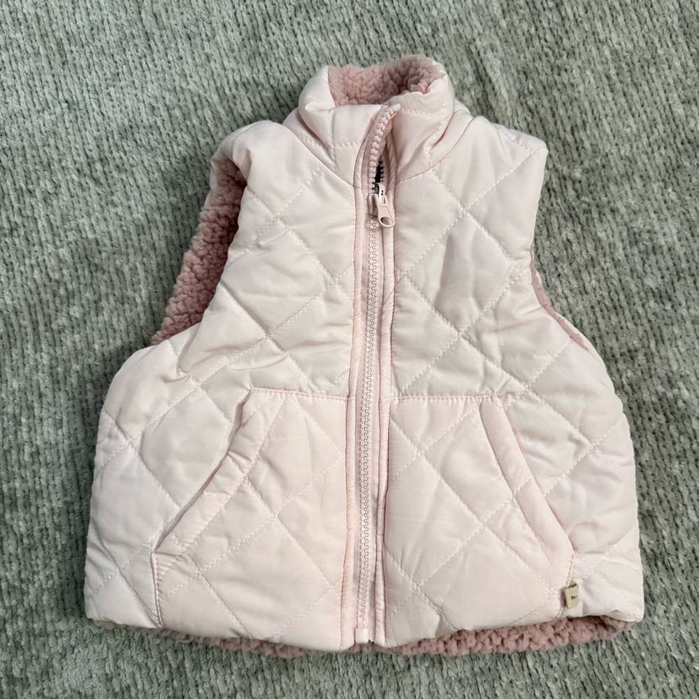 Bearpaw Toddler Reversible Sherpa Puffer Vest Pink 2T Outdoor Comfy Cozy